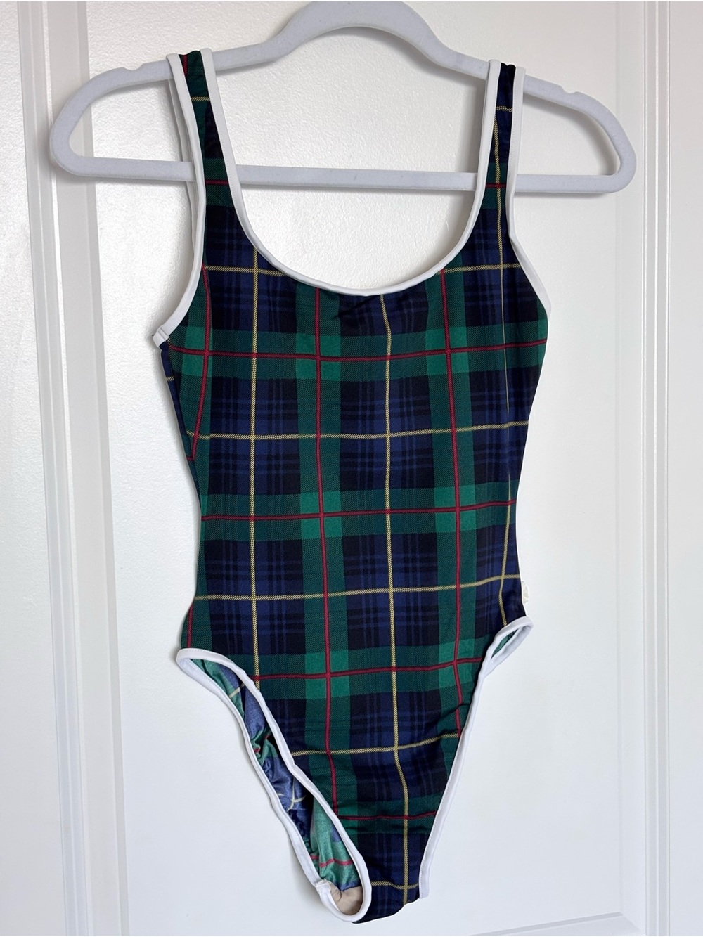 Vintage Anne Cole Plaid One Piece Swimsuit Size 8 Fits Small Tartan 90s Swim